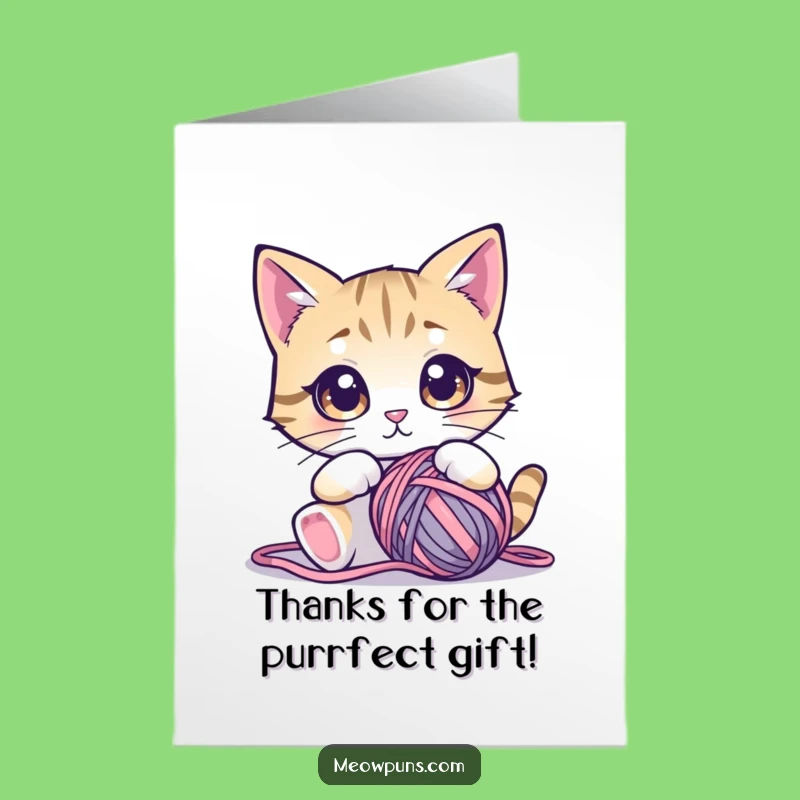 Free Printable Thank You Card: Yarn-Struck Cat - Grateful Download