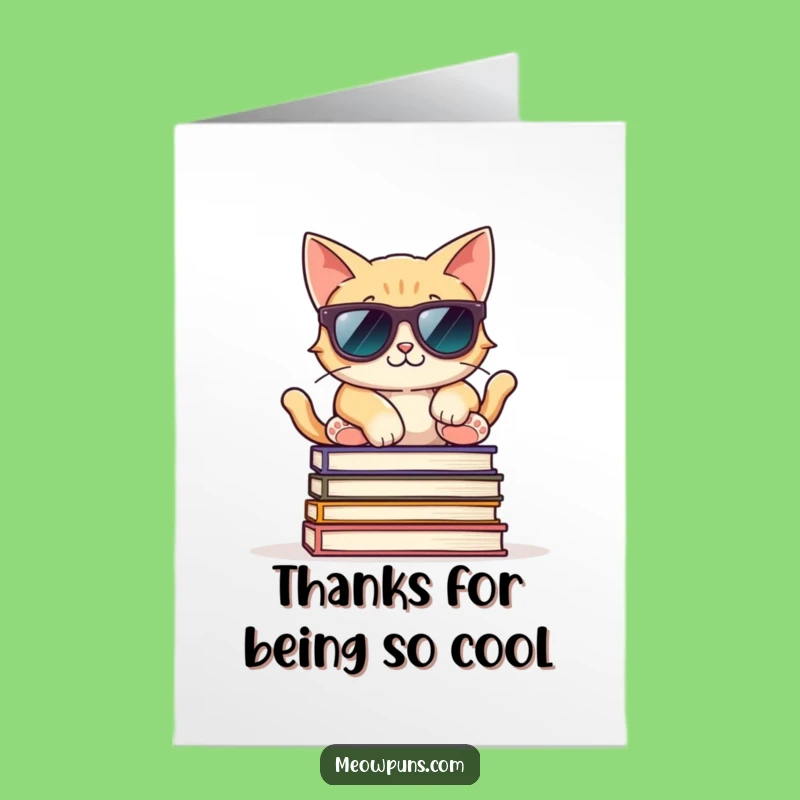 Free Printable Thank You Card: Cool Cat Books, Relaxed Gratitude Gift