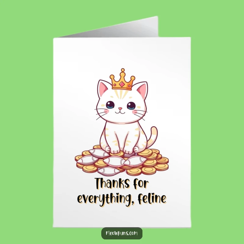 Free Printable Thank You Card: Royal Cat Character Funny Downloadable Gift