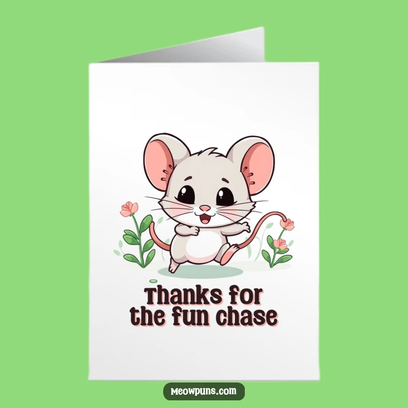 Funny Free Printable Thank You Card: Catnip Chase Mouse for a Cheerful Downloadable Gift