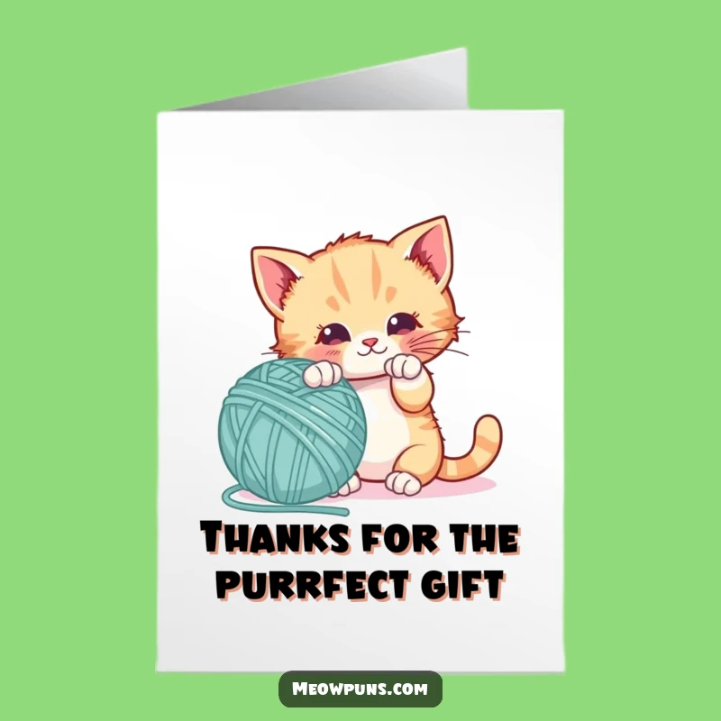 Free Printable Thank You Card: Amusing Kitten Yarn Fun, Unique DIY Downloadable Gift