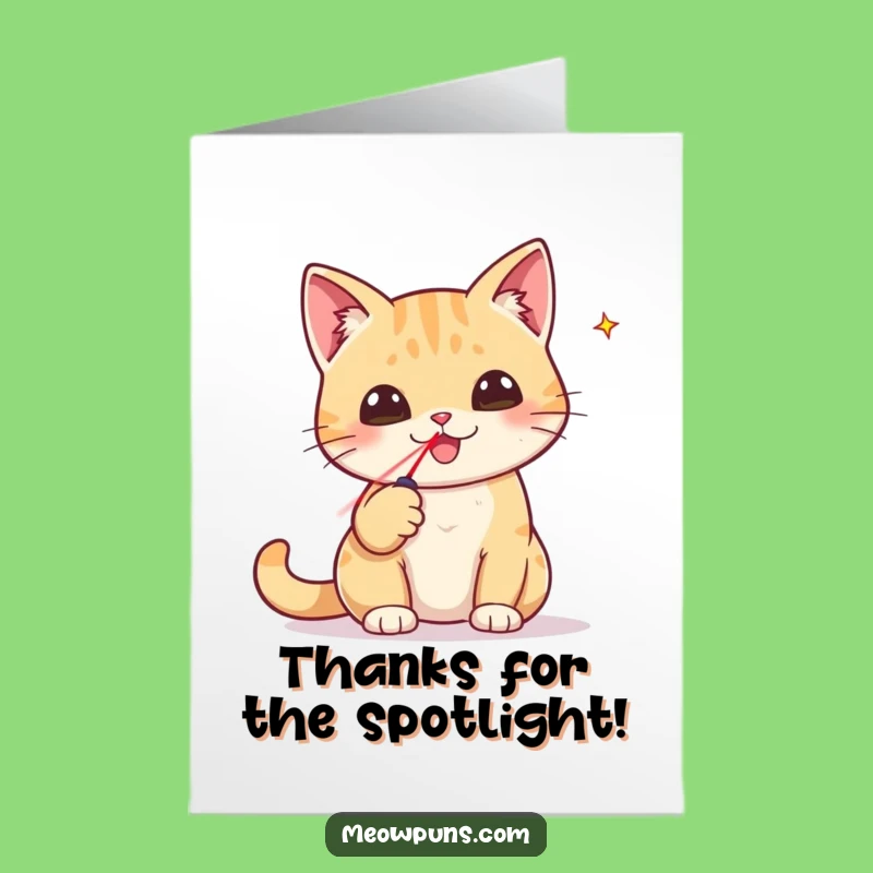 Free Printable Thank You Card: Cat's Laser Victory, Humorous Downloadable Gift of Thanks