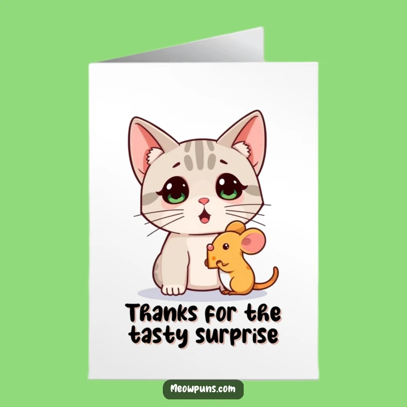 Free Printable Thank You Card: Cat Mouse Cheese, Humorous Gratitude