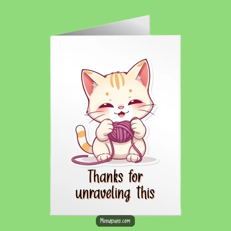 Free Printable Thank You Card: Mischievous Yarn Cat - Humorous & Easy Gift