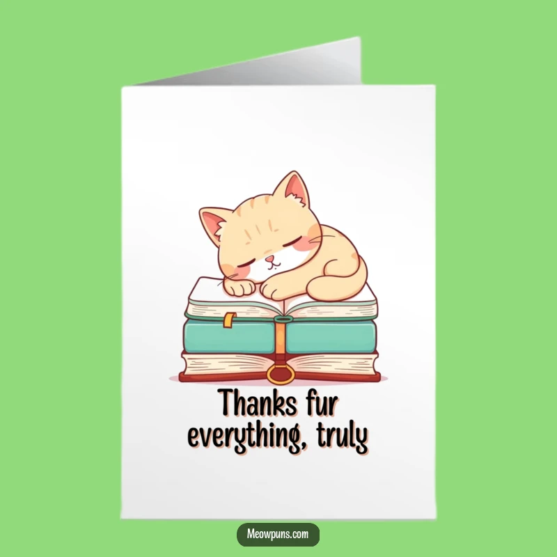 Free Printable Thank You Card: Napping Cat Book Enthusiast Humor, Downloadable Gift