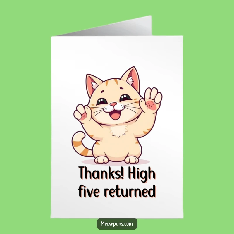 Free Printable High Five Cat Thank You Card: Grateful Feline Downloadable