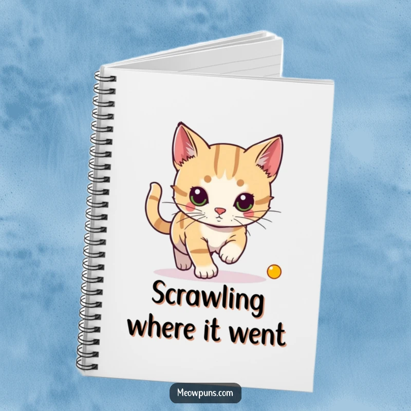 Funny notebook with a cat intensely chasing a laser pointer dot, ideal for planning, journaling, and focused thinking.