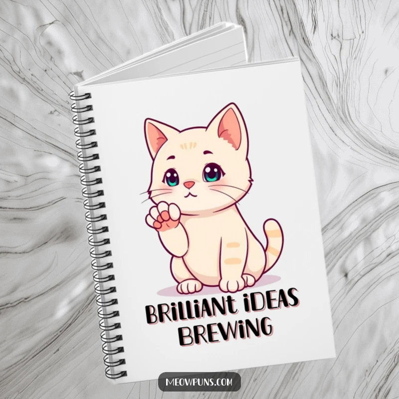 Funny notebook with a cat in a thinking pose, perfect for jotting down funny ideas and profound thoughts.
