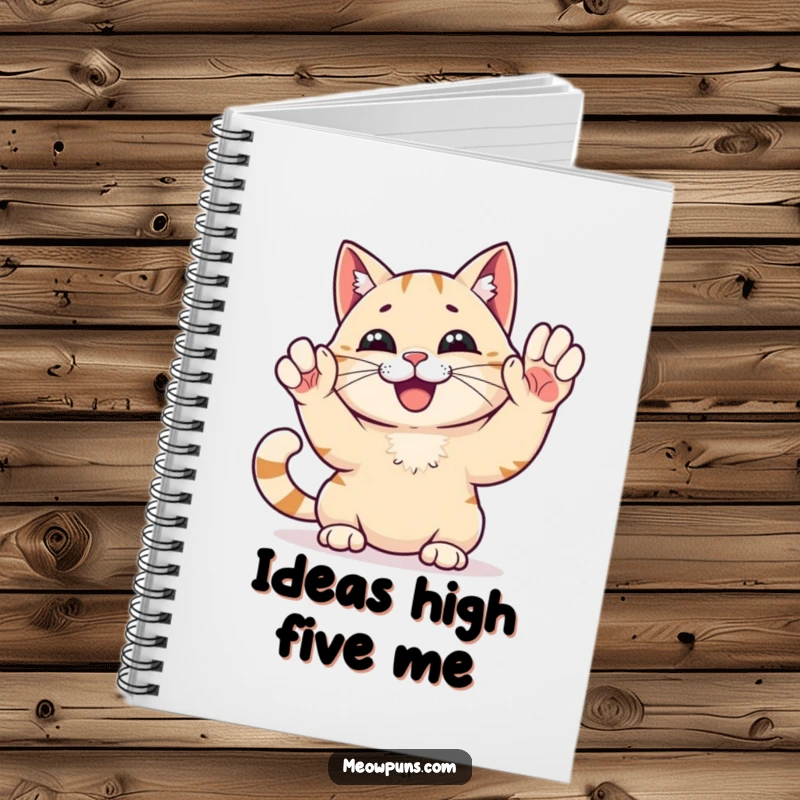 Funny High Five Cat Notebook: A cat gives a high five, perfect for jotting down winning ideas.