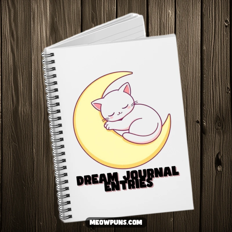 Funny Sleepy Cat Moon Notebook: A cat sleeps on a moon, perfect for jotting quiet and funny notes.
