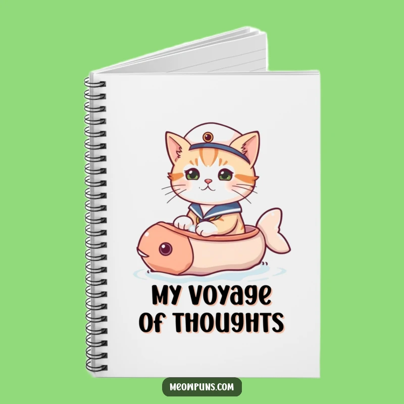 Funny Sailor Cat Fish Boat Notebook: Chart Your Ideas with Nautical Adventure