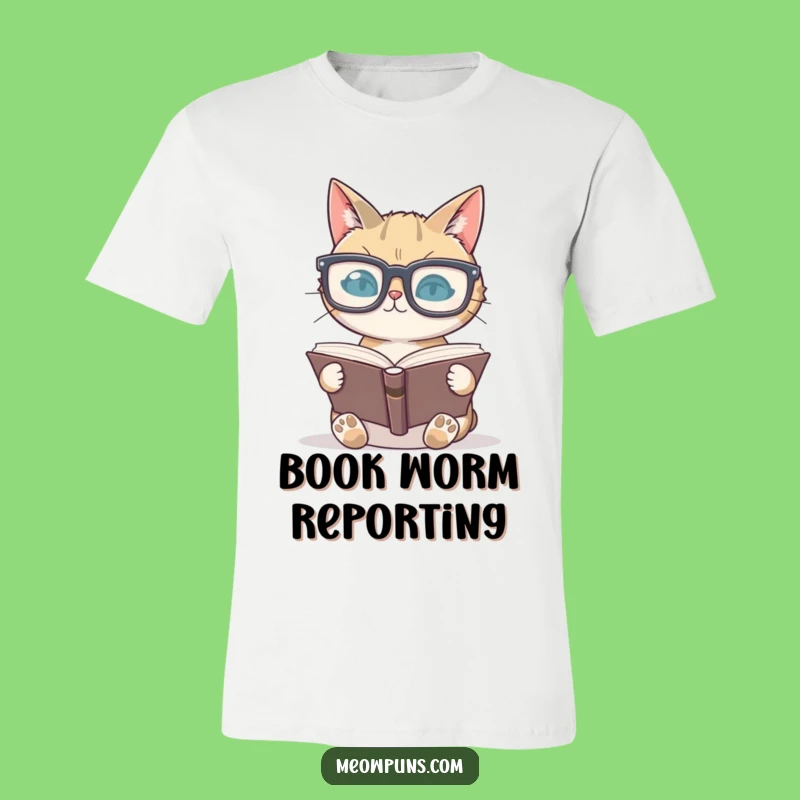 Funny Bookworm Cat T-Shirt: Showcase Your Love for Books and Cats with This Hilarious Tee