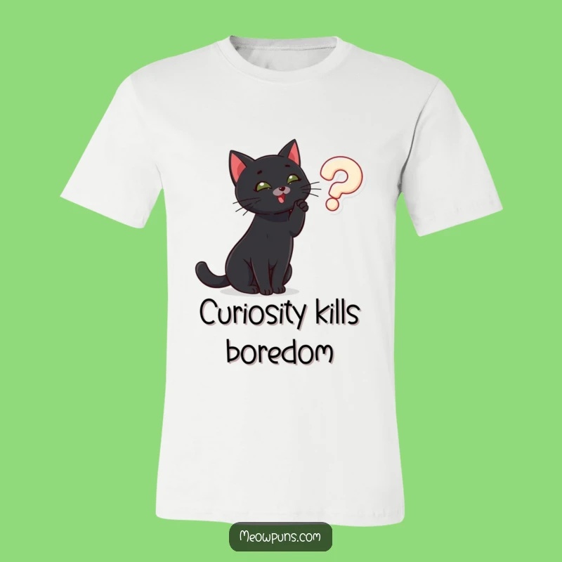 Funny Cat Mystery Tee: Black Cat Question Mark Shirt, Humorous Cat Lover Gift
