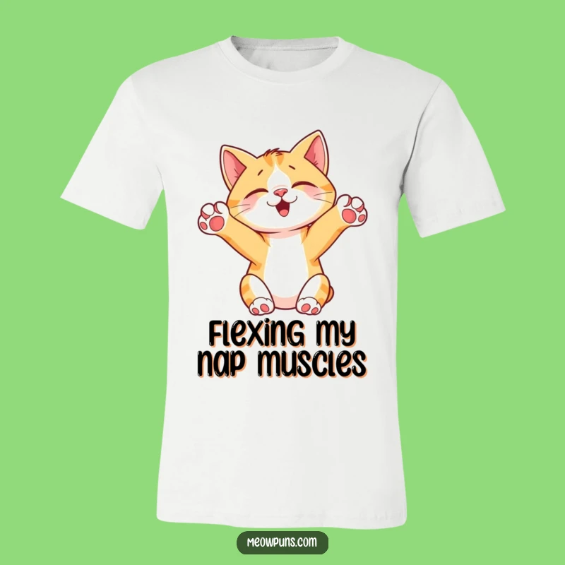 Funny Cat Stretch T-Shirt: Cute Paws in Air Tee, Hilarious Napping Cat Funny Gift