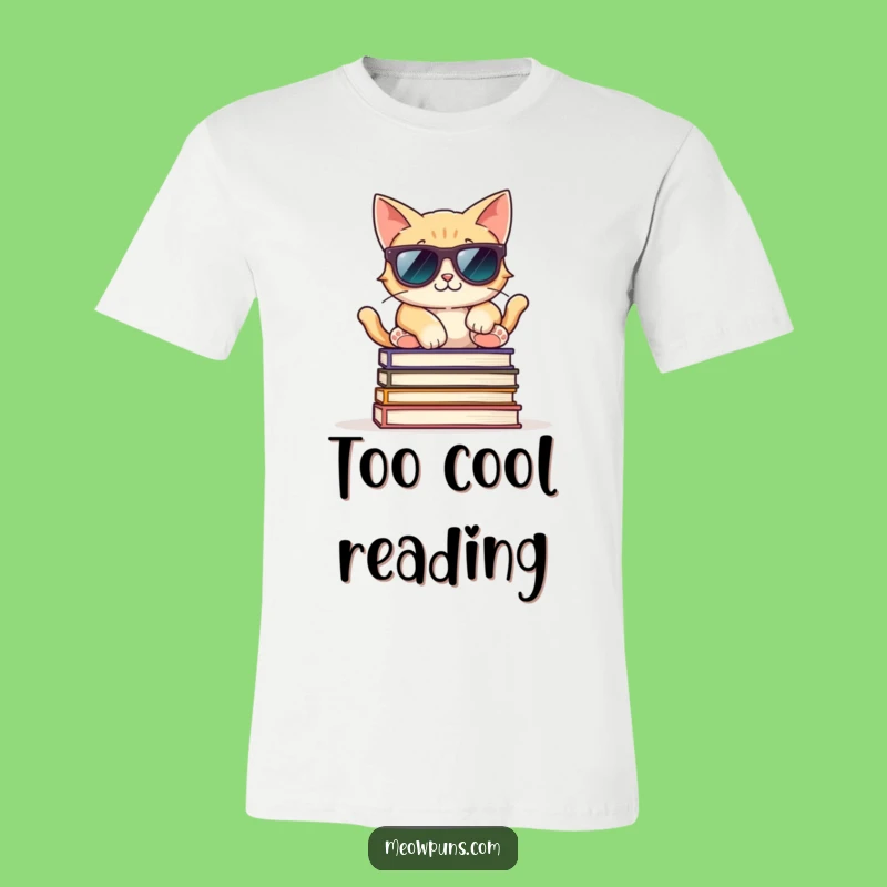 Funny Cool Cat Sunglasses T-Shirt: Relaxed Style for Bookworms!