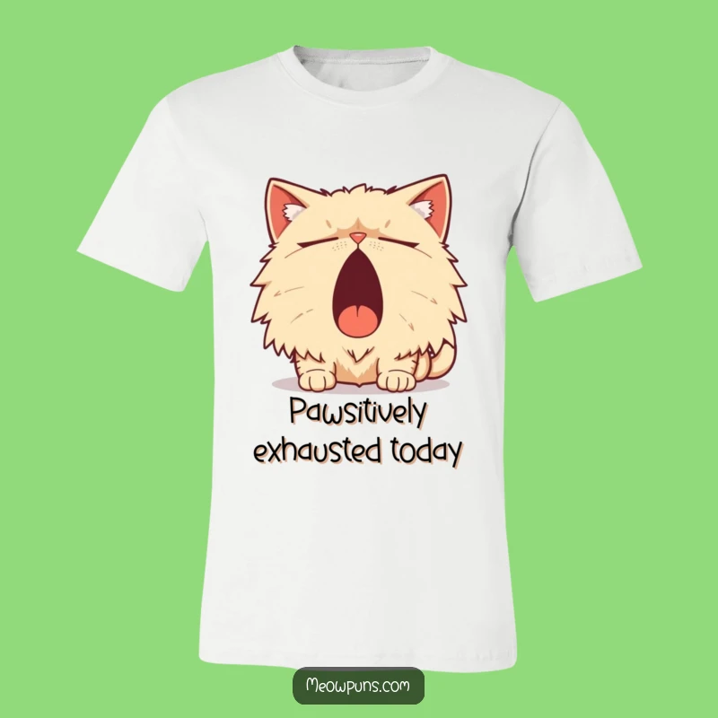 Funny Persian Cat Yawn Pun T-Shirt: Wear Your Sleepy Attitude