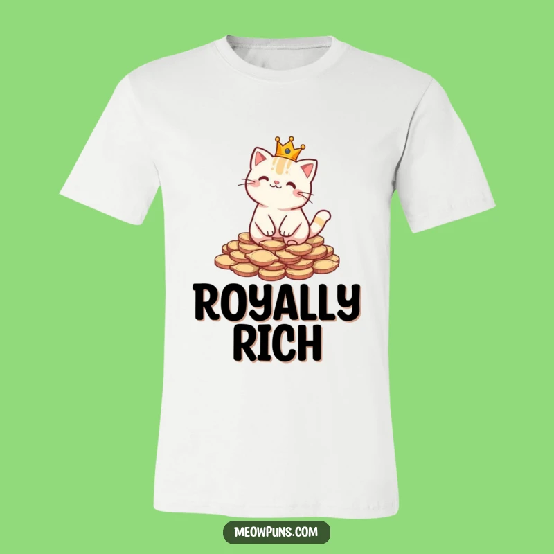 Funny Royal Cat T-Shirt: Wear Your Feline Majesty and Fishy Fortune Proudly