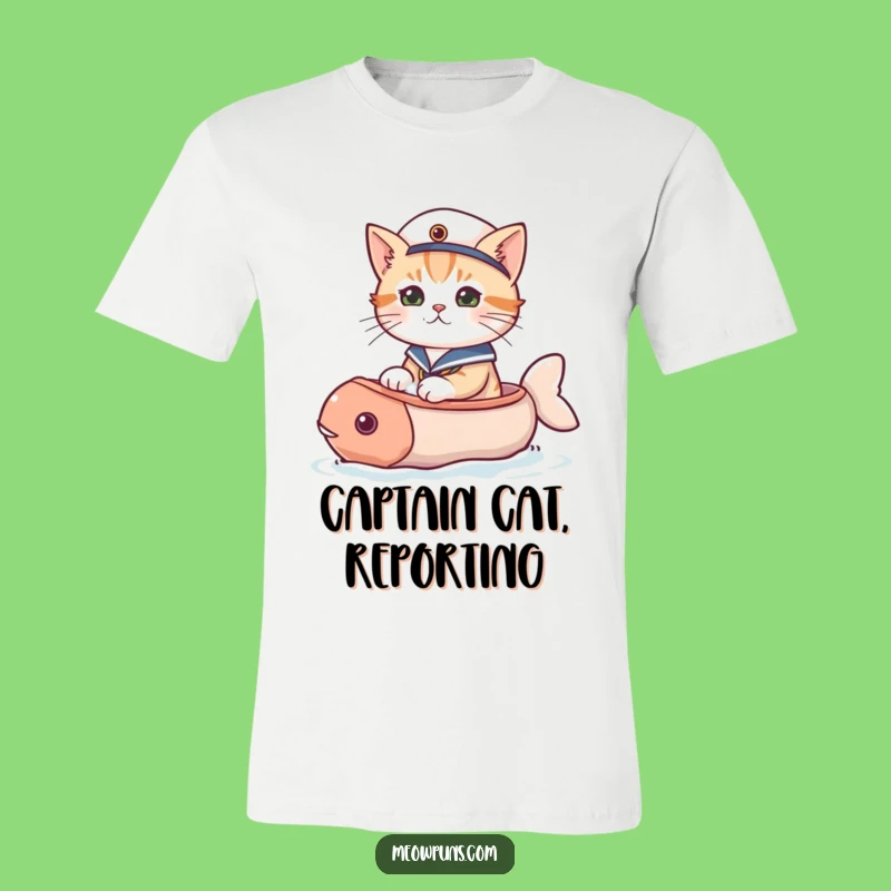 Funny Sailor Cat Fish Boat T-Shirt: Nautical Adventure for a Fun Outfit