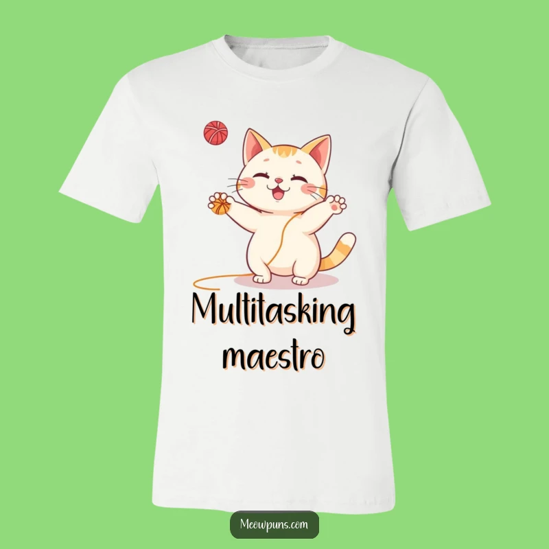 Funny Cat Yarn Juggling T-Shirt: Express Your Playful Side with This Hilarious Tee!