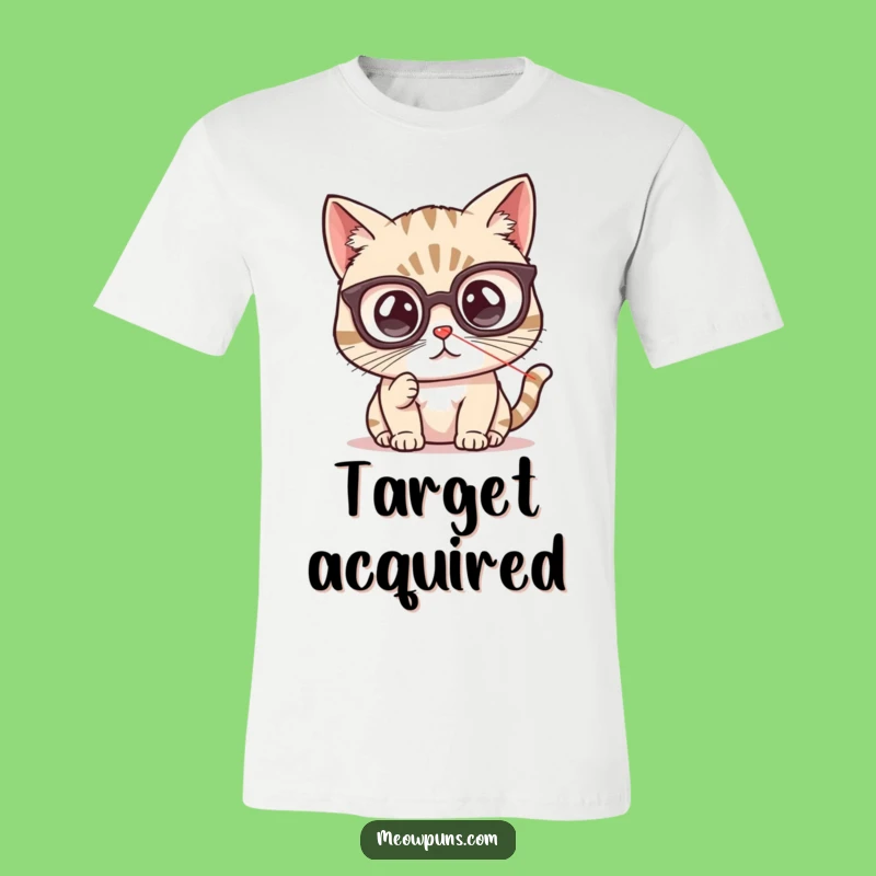 Funny Cat Spectacles Laser Pointer T-Shirt - Hilarious Gift for Cat Fans!