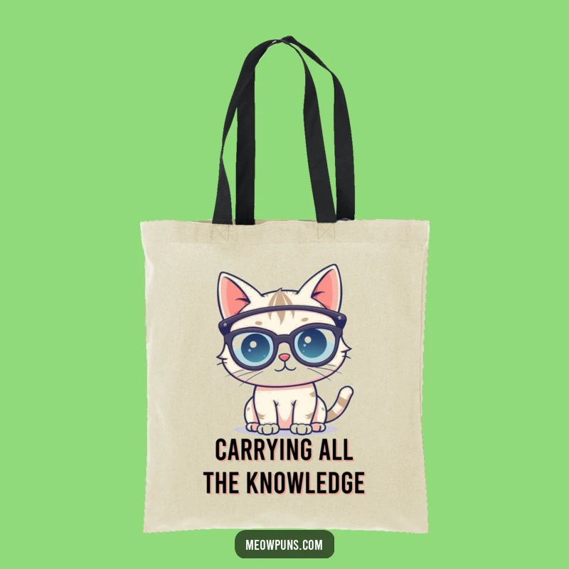 Funny Cat Glasses Tote Bag - Carry Your Books with Studious Style