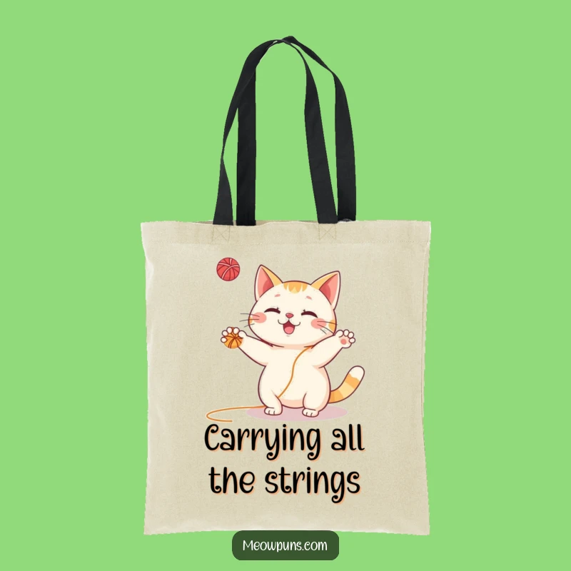 Funny Cat Yarn Juggling Tote Bag: Carry Your Essentials with Whimsical Charm!