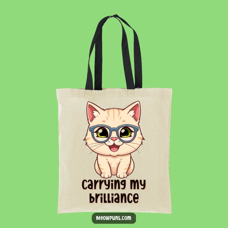 Funny Happy Cat Spectacles Tote Bag - Stylish & Hilarious Carry-all for Smarty Pants