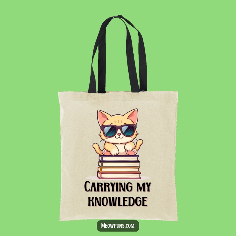 Funny Cool Cat Books Tote Bag: Carry Your Reads in Style!