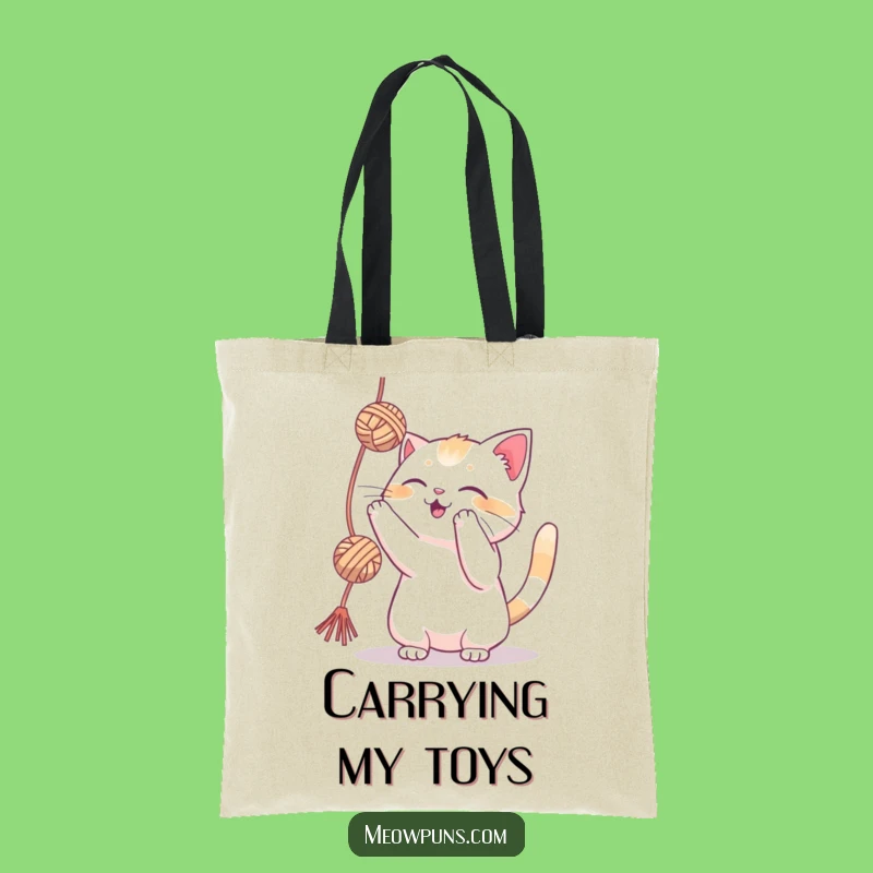 Funny Playful Cat Yarn Tote Bag: Carry Your Essentials with Feline Fun