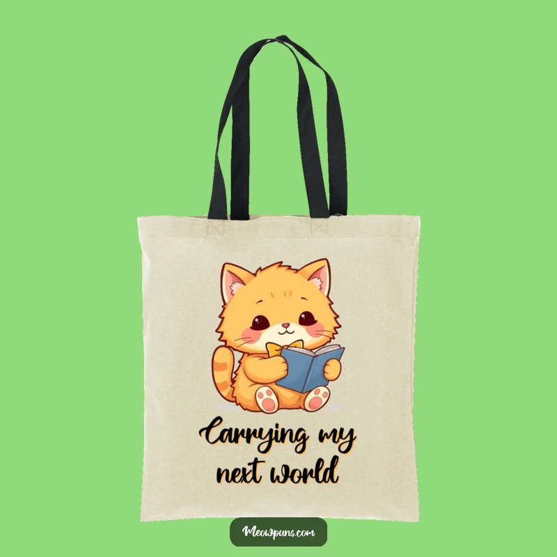 Funny Cat Bookworm Tote Bag: Orange Cat Reading, Stylish Literary Tote Gift