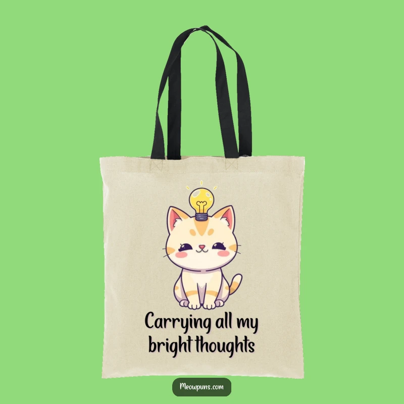 Funny Cat Lightbulb Tote Bag - Carry Your Bright Ideas in Style