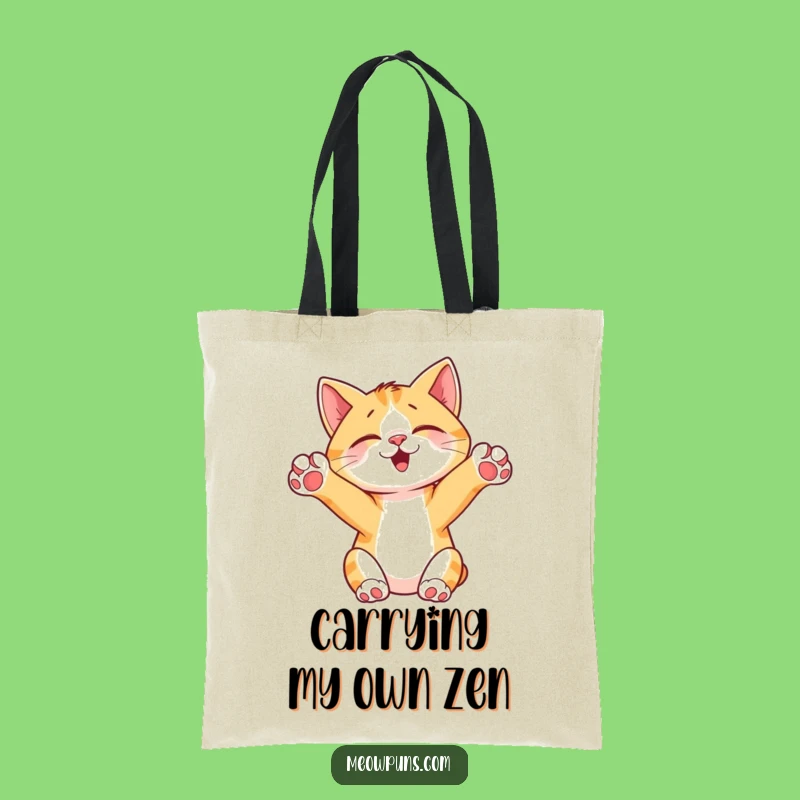 Funny Cat Stretching Tote Bag: Adorable Paws Up Carryall, Cute & Quirky Funny Gift