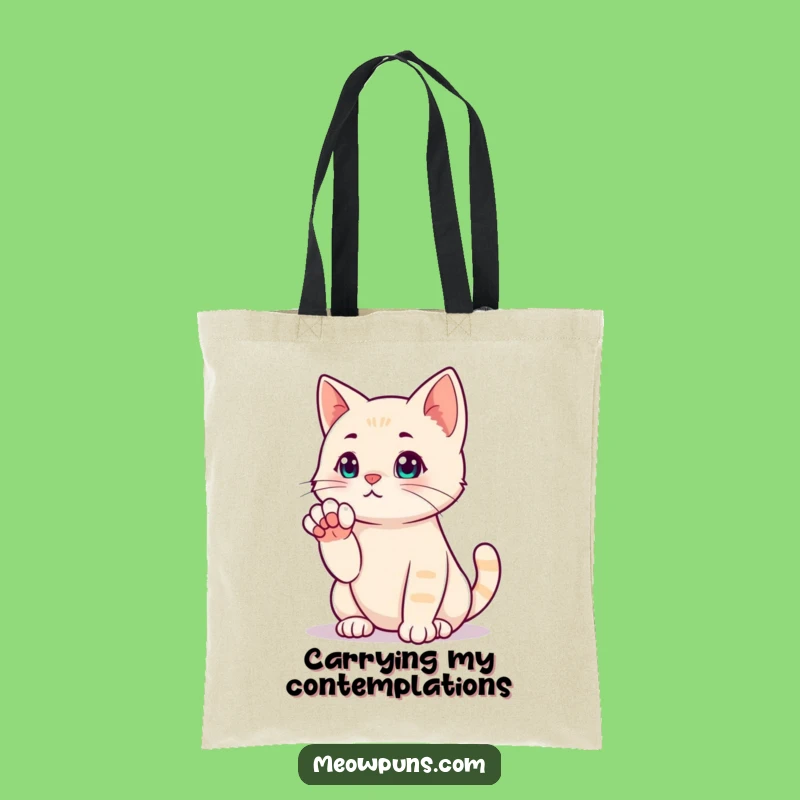 Funny Cat Thinking Pose Tote Bag: Carry Your Deepest Thoughts
