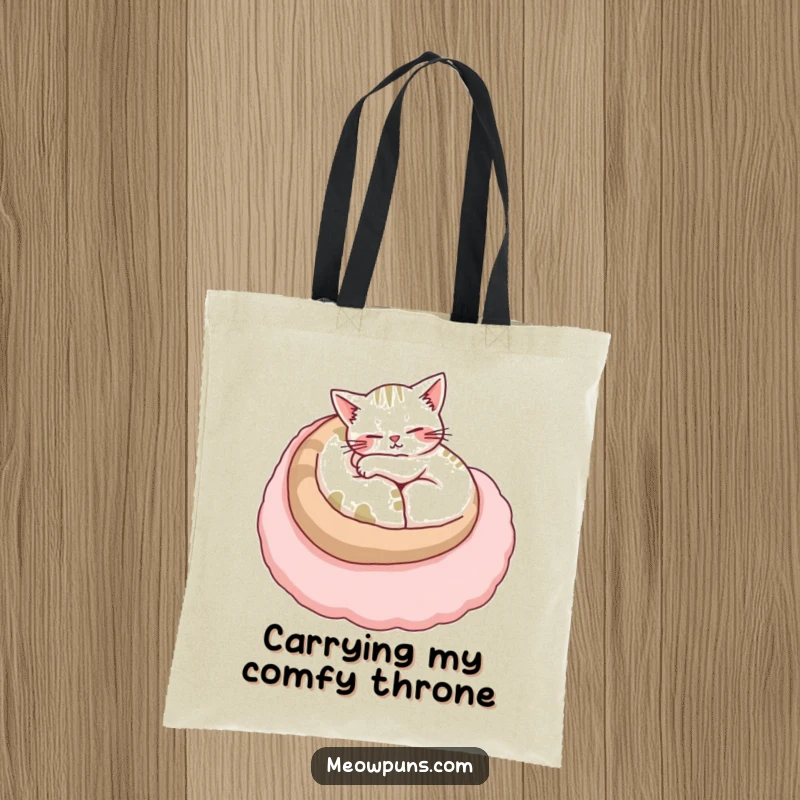 Funny cat tote bag featuring a relaxed cat sleeping on a giant plush letter, perfect for carrying everyday items comfortably.