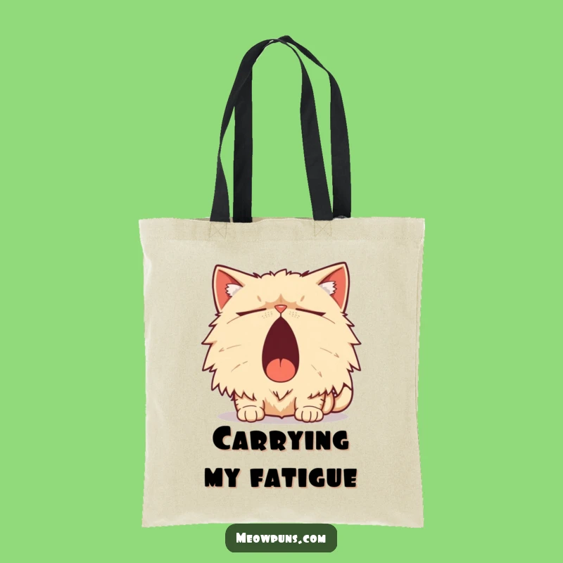 Funny Persian Cat Yawn Pun Tote Bag: Carry Your Puns with Pride