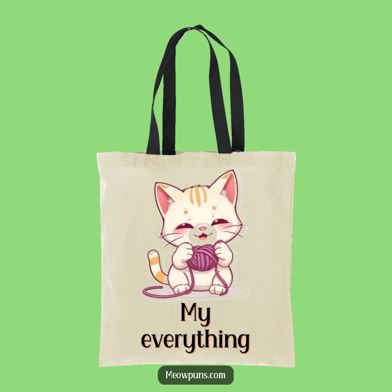Funny Mischievous Cat Tote Bag - Hilarious Gift for Yarn Enthusiasts